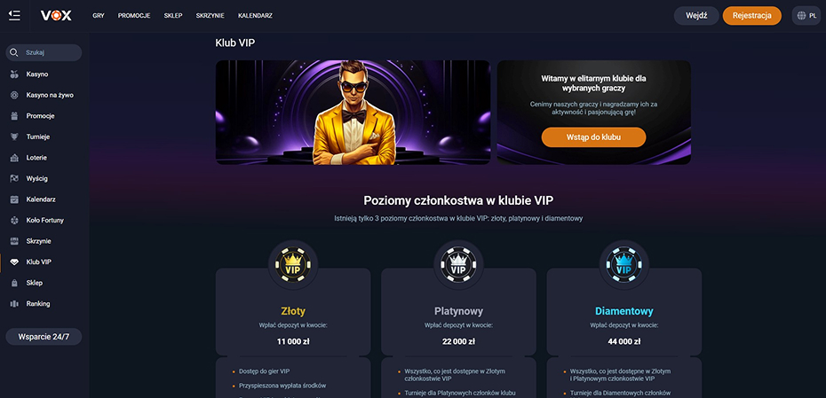 Program lojalnościowy w kasyno Vox